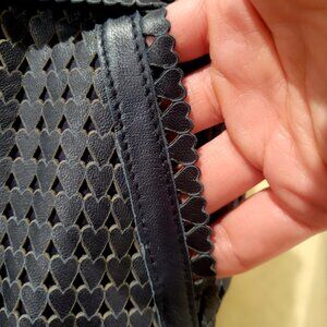 Tory Burch Navy Blue Leather Skirt w Pockets (Bianca)